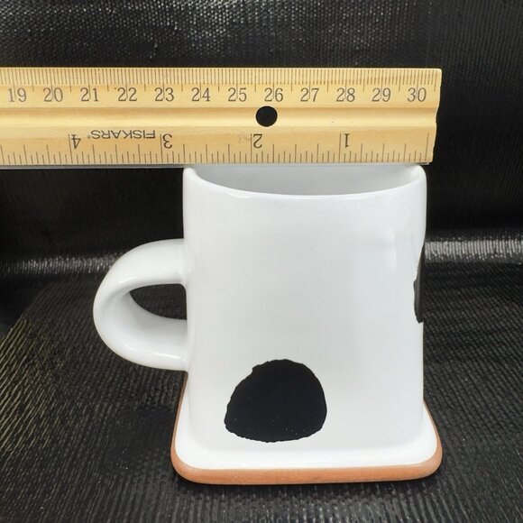 Vintage 1993 Hand Made RedWare Coffee Mug Cup Udderly Cow Pattern Mug Signed VTG - Picture 4 of 13